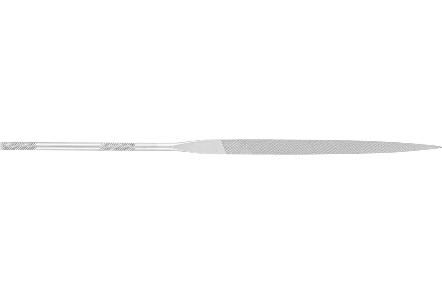 A metal microneedle or stylus-like tool shown horizontally on a white background, with a thin textured handle and tapered pointed tip.