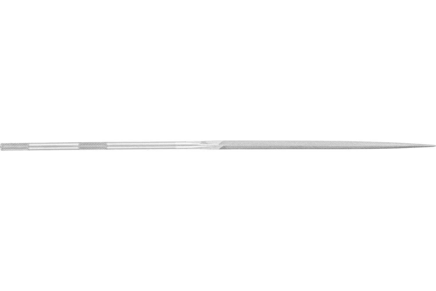 A long, thin silver needle or pick shown horizontally on a white background.