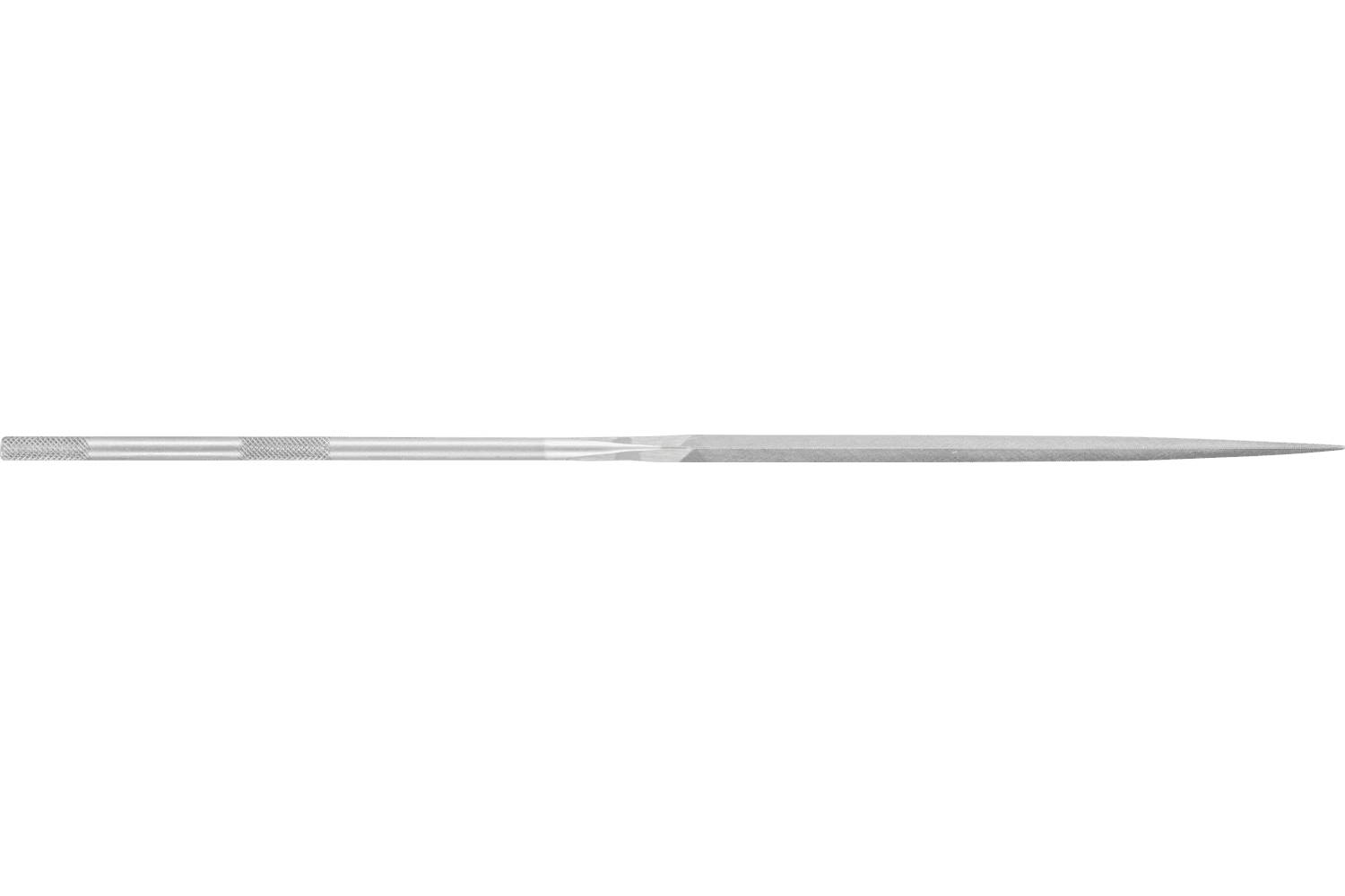 A long, thin metallic needle or pin shown horizontally on a white background.