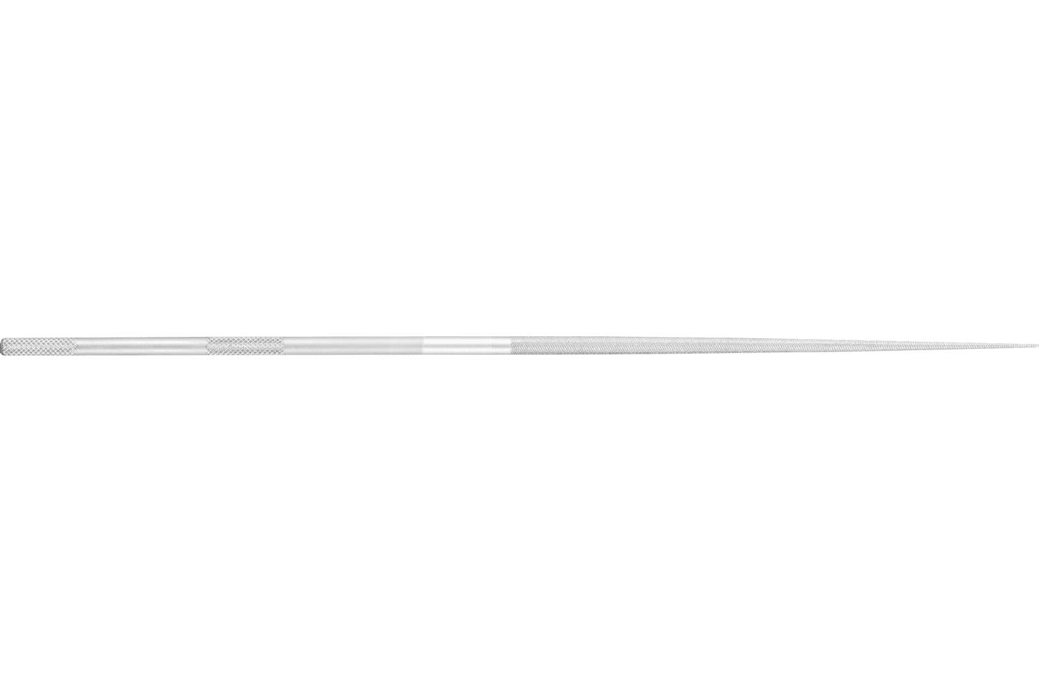 A thin metallic needle or pin lies horizontally across a plain white background.
