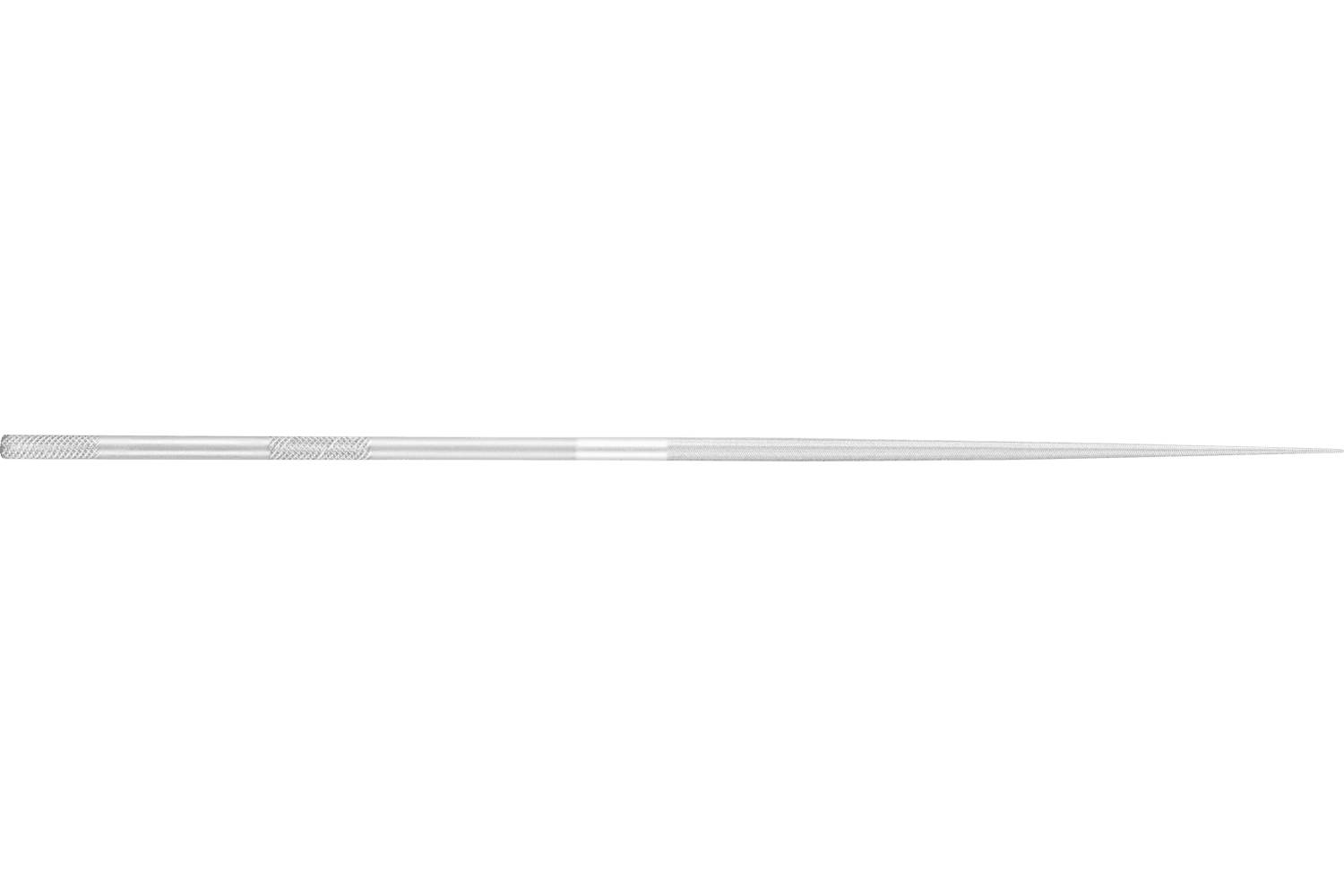A long, thin silver metal needle or probe shown horizontally on a white background.