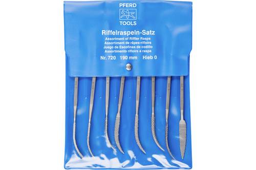 PFERD TOOLS 12707202 Präzisions-Riffelfeilen-Set Typ 720 P 190mm Schweizer Hieb 0, grob