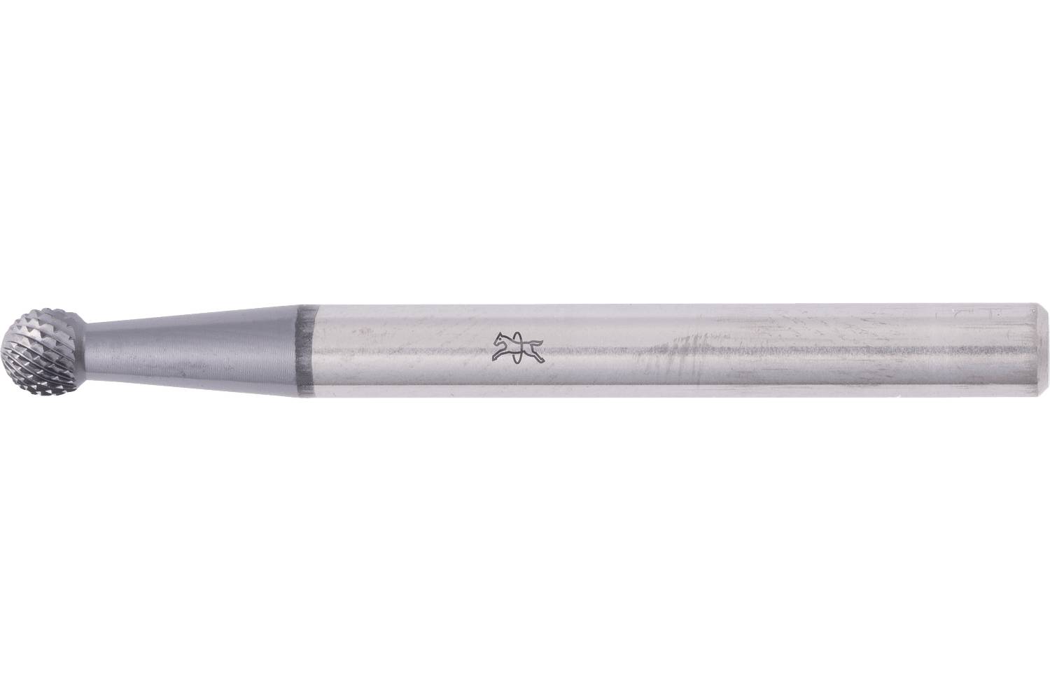 Metal rotary burr with a rounded cutting head and cylindrical shank on a white background.
