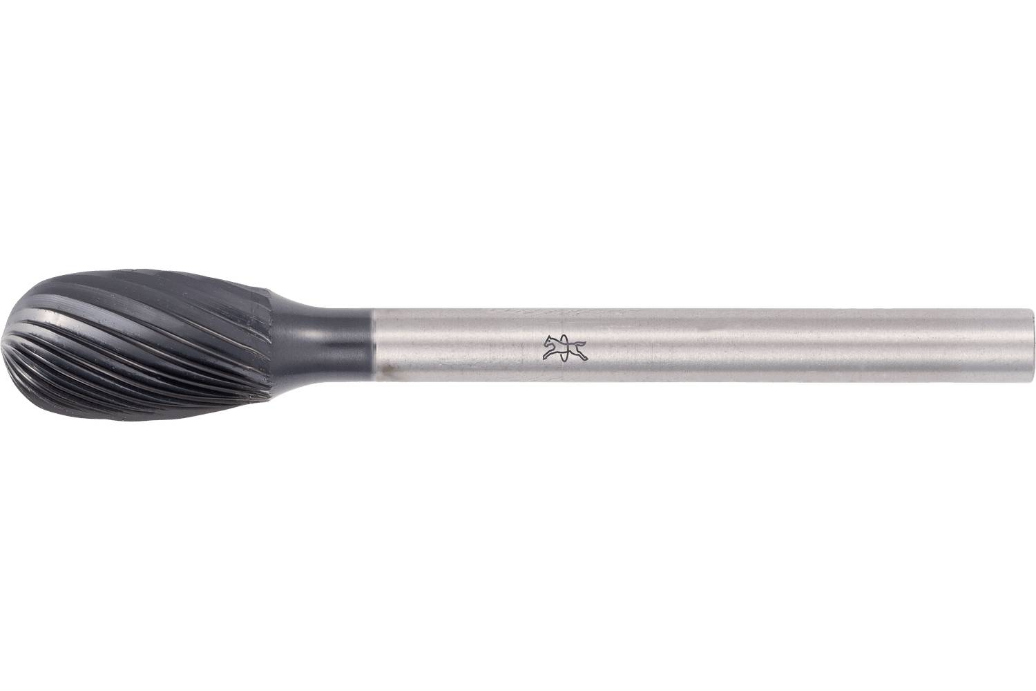 Black-tipped rotary burr or milling bit with a silver shank, shown horizontally on a white background.
