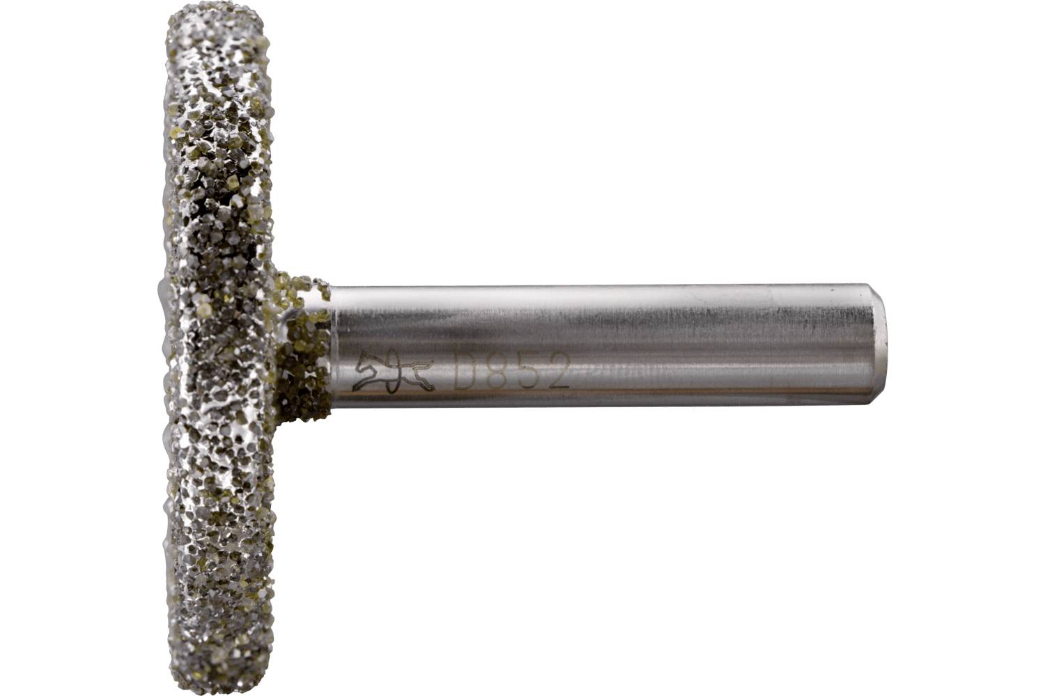 Diamond-coated cylindrical grinding bit with a T-shaped head on a white background.