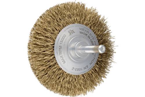 PFERD TOOLS Kegelbürste ungezopft KBU Ø70x10mm Schaft-Ø6 mm vermessingter Stahl-Litzen