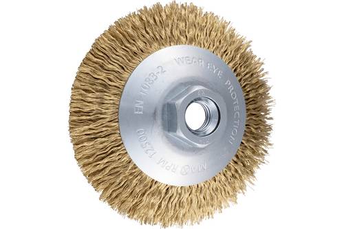 PFERD TOOLS Kegelbürste ungezopft KBU Ø 100x10mm M14 vermessingter Stahl-Litzen-Draht-