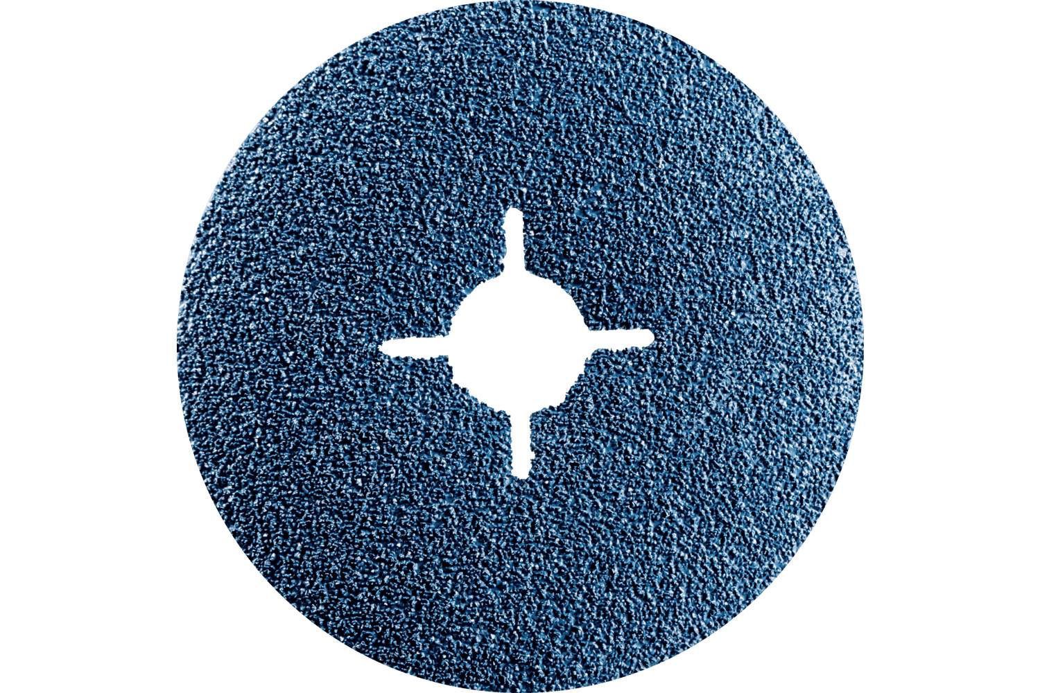 Blue textured circular target with a white crosshair-like center on a plain background.
