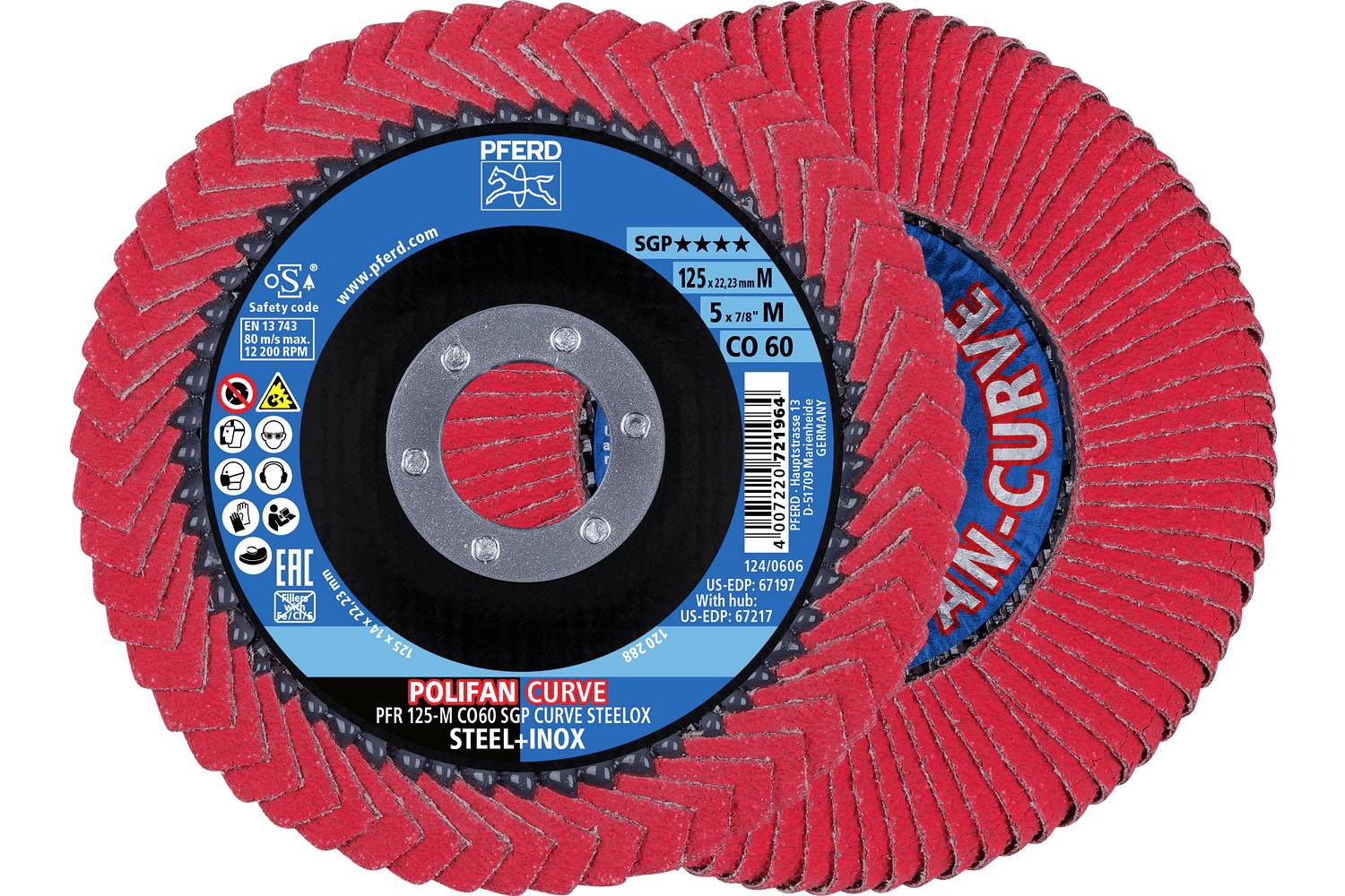 PFERD TOOLS 67698056 Fächerschleifscheiben-Set Durchmesser 125mm Körnung (num)=60 2St.