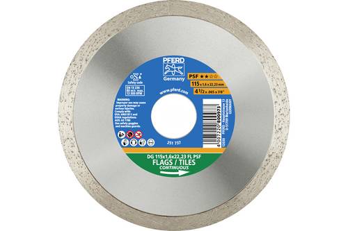 PFERD TOOLS 68000025 DG 76 x 1,6 x 10 FL PSF Diamanttrennscheibe Durchmesser 76 mm Bohrungs-Ø 10 mm