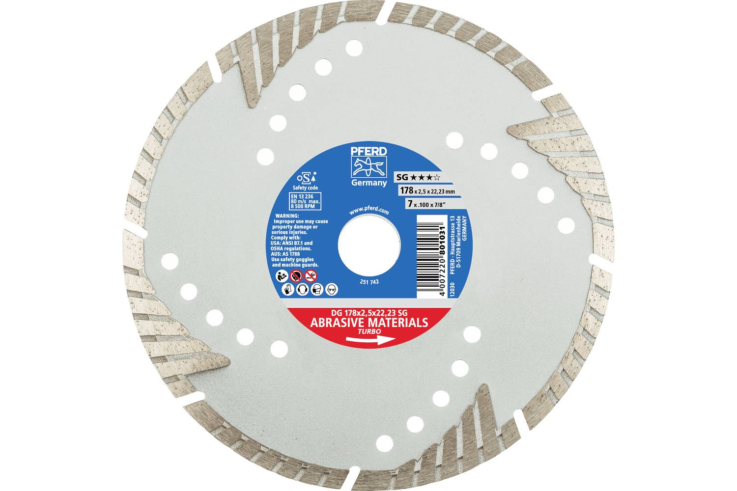 PFERD TOOLS 68000058 DG 150 x 2,2 x 22,23 SG Diamanttrennscheibe Durchmesser 150mm Bohrungs-Ø 22.23mm Ziegel, Stahlbeton, Stein