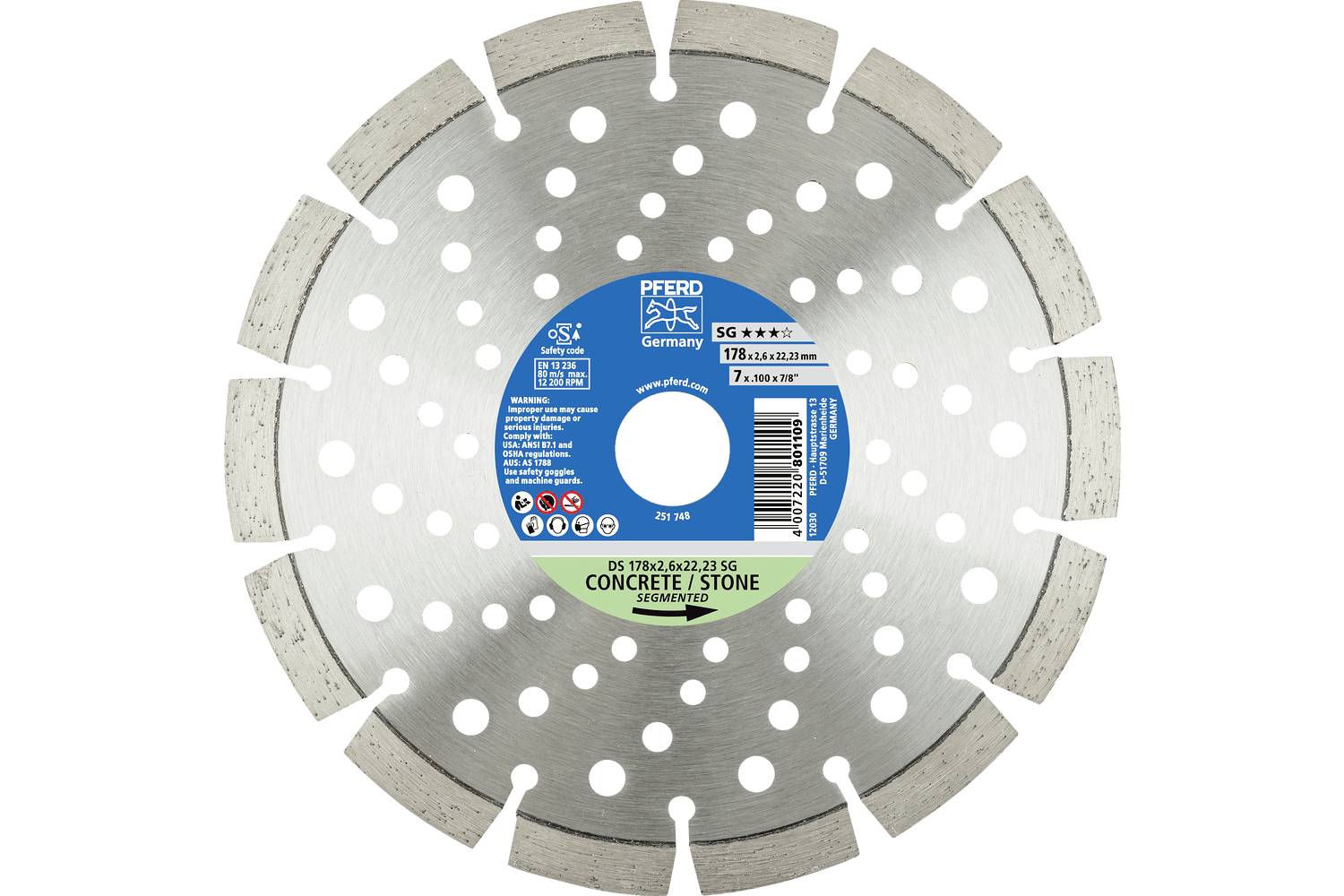 PFERD TOOLS 68000059 DS 150 x 2,2 x 22,23 SG Diamanttrennscheibe Durchmesser 150mm Bohrungs-Ø 22.23mm Ziegel, Stahlbeton, Stein