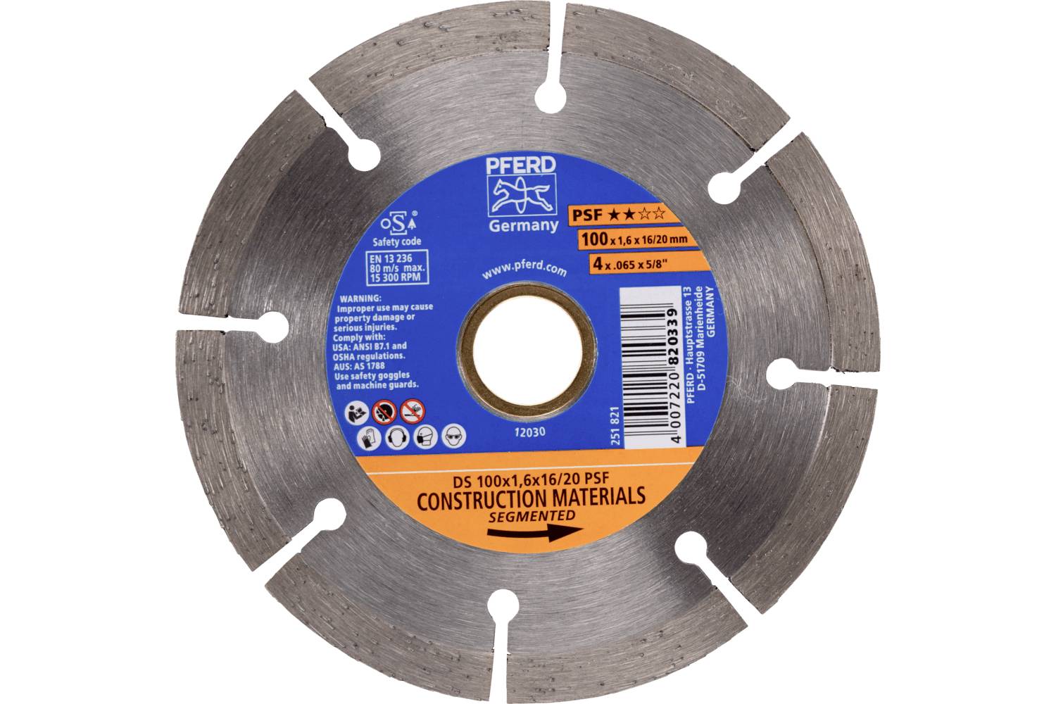 PFERD TOOLS 68300037 DS 100x1,6x16/20 START Diamanttrennscheibe Durchmesser 100mm Bohrungs-Ø 20mm Ziegel, Stahlbeton, Stein