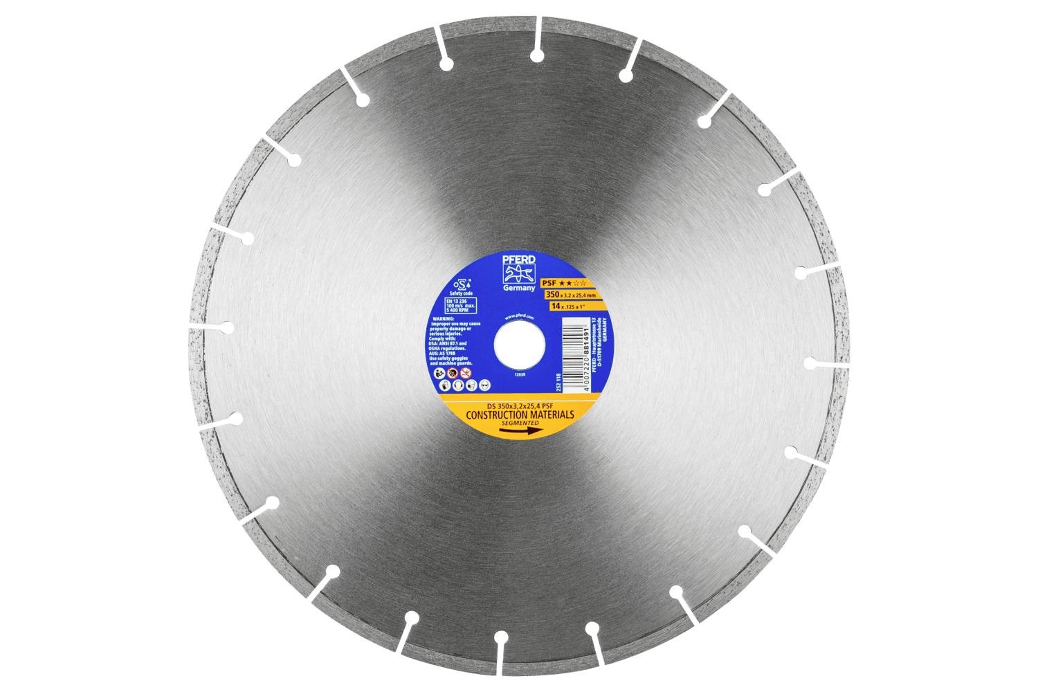 PFERD TOOLS 68300047 DS 350x3,2x25,4 START Diamanttrennscheibe Durchmesser 350mm Bohrungs-Ø 25.4mm Ziegel, Stahlbeton, Beton