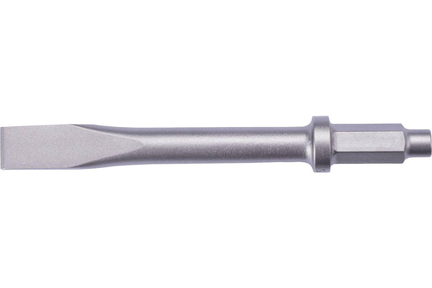 Metal flathead screwdriver bit on a white background