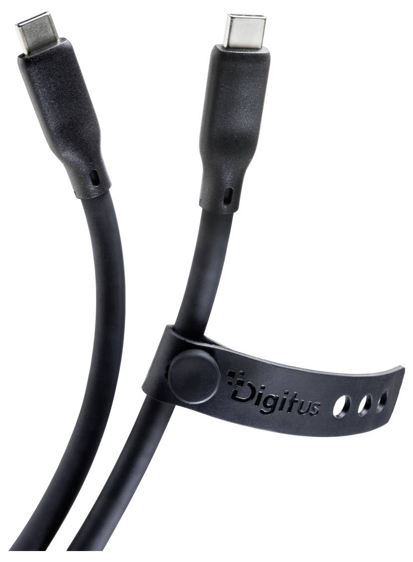 Digitus USB-C® Kabel USB4® USB-C®, USB-C® Stecker 1.5m Schwarz 16K UHD, 10K UHD, 8K UHD, 4K UHD, mit Knickschutztülle, Silikon