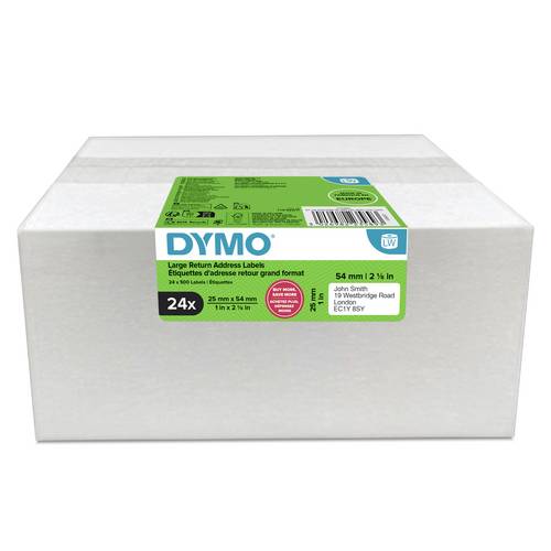 DYMO Etiketten Rolle 54 x 25 mm Papier Weiß 24 Rollen Permanent haftend 2223589 Versand-Etiketten