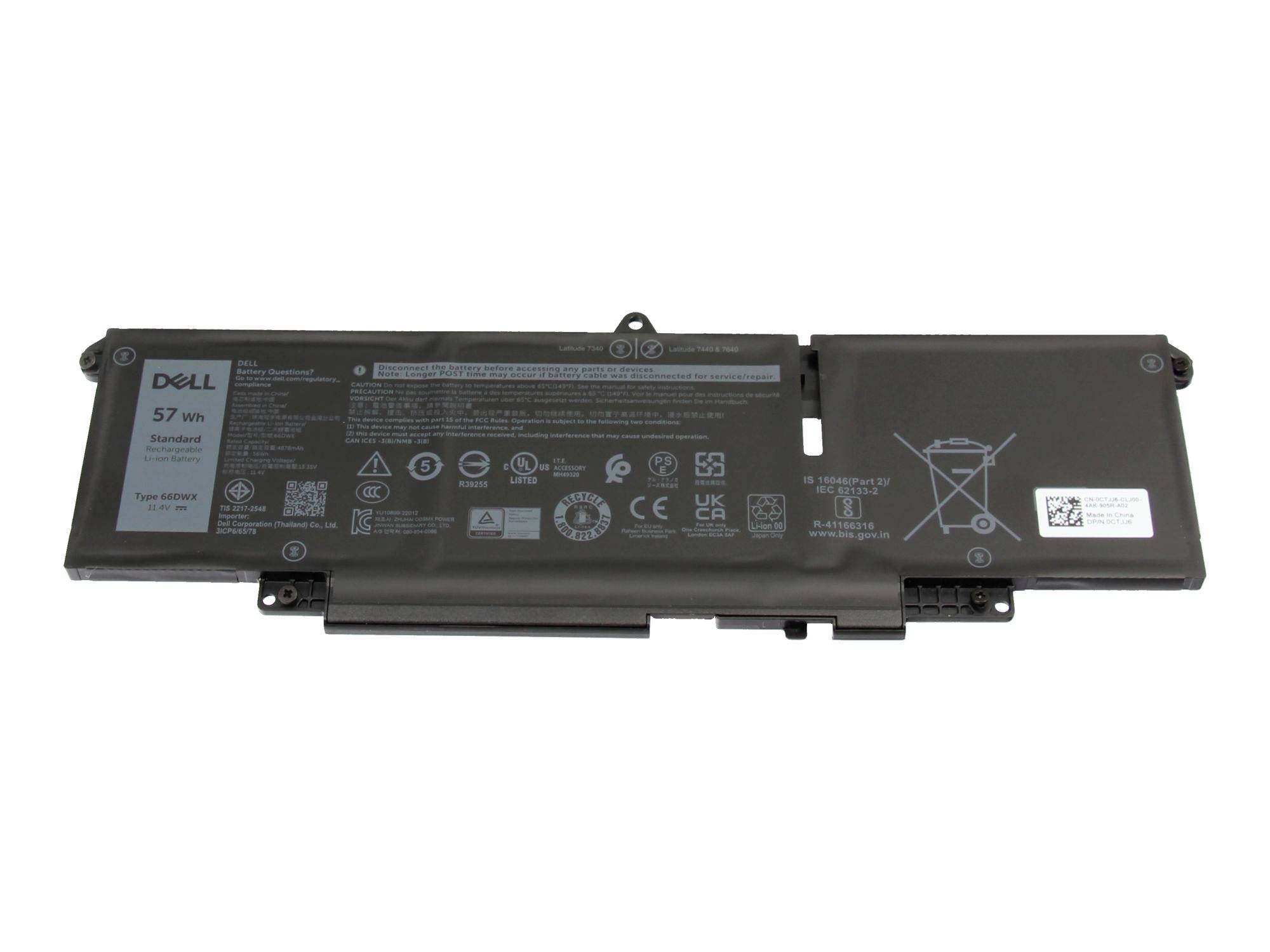 Dell Notebook-Akku Akku 66DWX 11.40V 4878 mAh