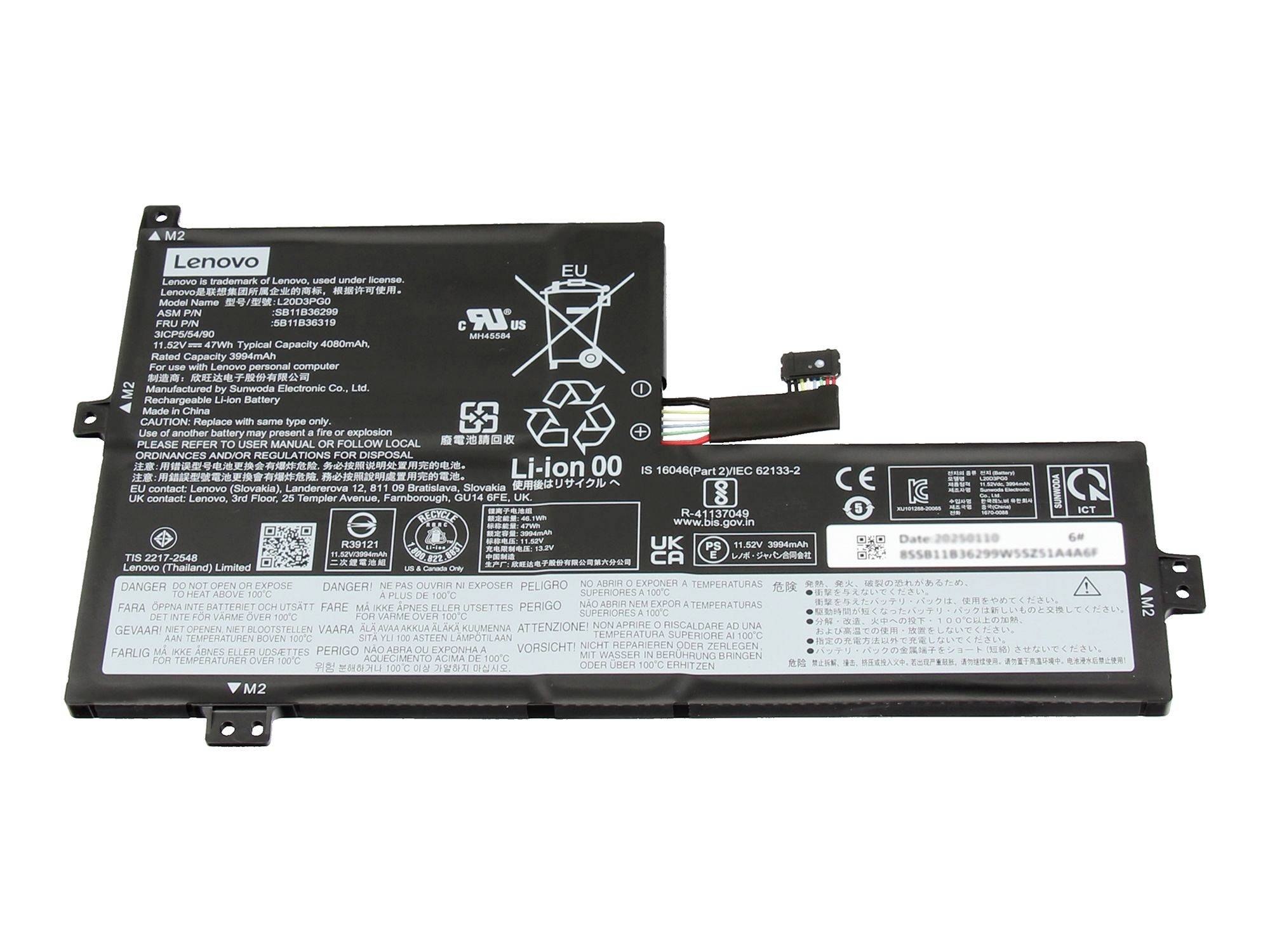 Lenovo Notebook-Akku Akku 5B11B90370 11.52V 4080 mAh