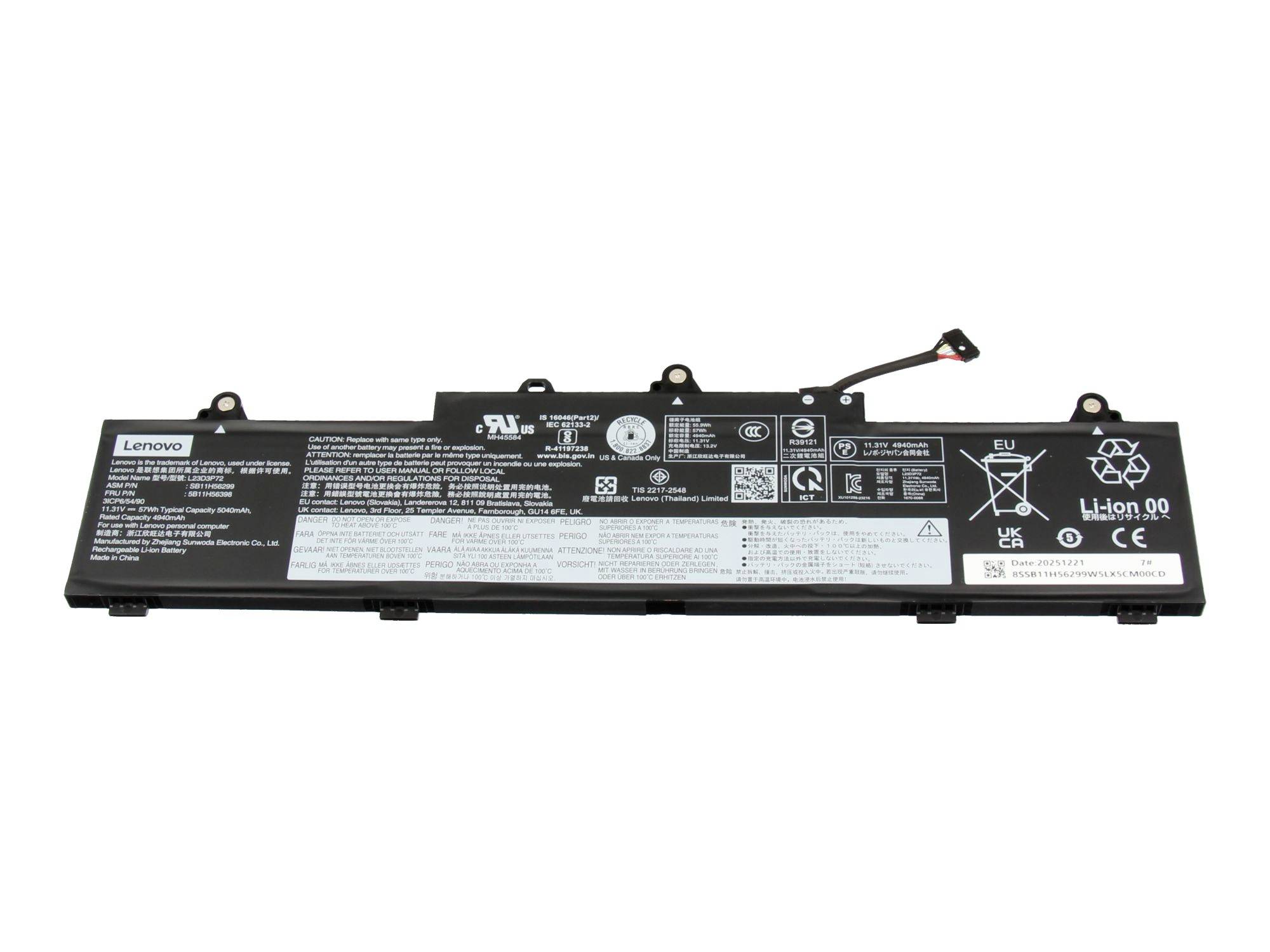 Lenovo Notebook-Akku Akku 5B11H56398 11.31V 5040 mAh