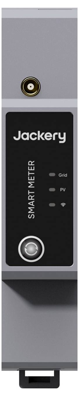 Vorderansicht eines Jackery Smart Meter-Moduls mit einem digitalen Display, das 