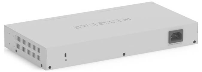 Elektronisches Gerät Silver Keterelab in einer Schachtel, die in einem Winkel gezeigt wird, mit Belüftungsschlitzen an der Seite und einer Stromeingangsbuche auf der Rückseite.