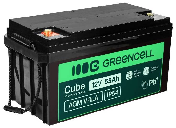 Schwarze grüne Zellenwürfel AGM VRLA 12V 65Ah Pb+ Batterie mit oberen Anschlüssen und Griff