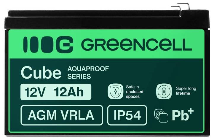 GreenCell 12V 12Ah AGM VRLA Batterie, IP54 bewertet, gekennzeichnet mit 