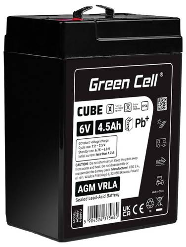 Green Cell GC-AGM6V4-5AH-J Bleiakku Blei-Vlies (AGM) 4.5 Ah 6 V 1 St.