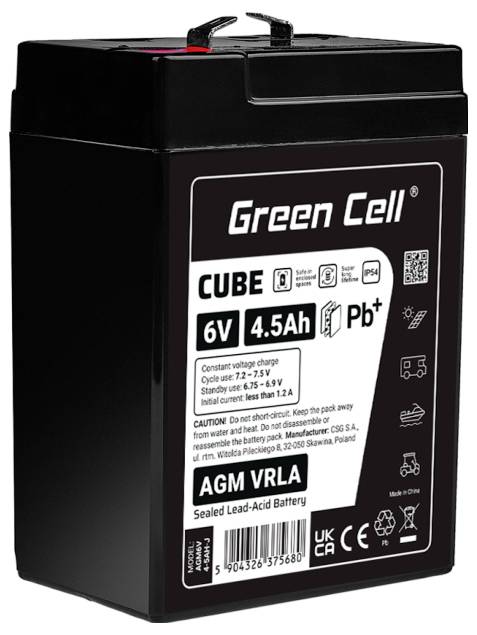 Black Greencell Cube AGM VRLA 12V 150Ah Batterie mit rotem Pluspol und grünem Etikett.