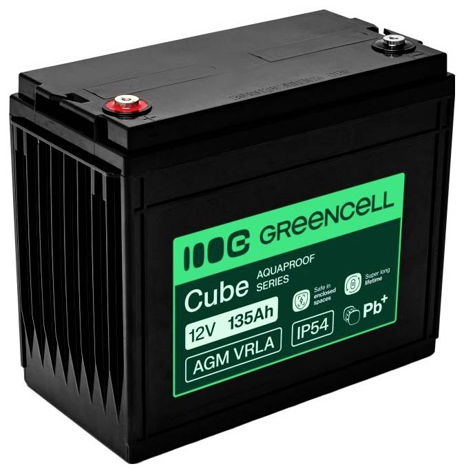 Schwarze Grüne Zelle 12V 135Ah AGM VRLA Batterie mit roten und schwarzen Anschlüssen und 