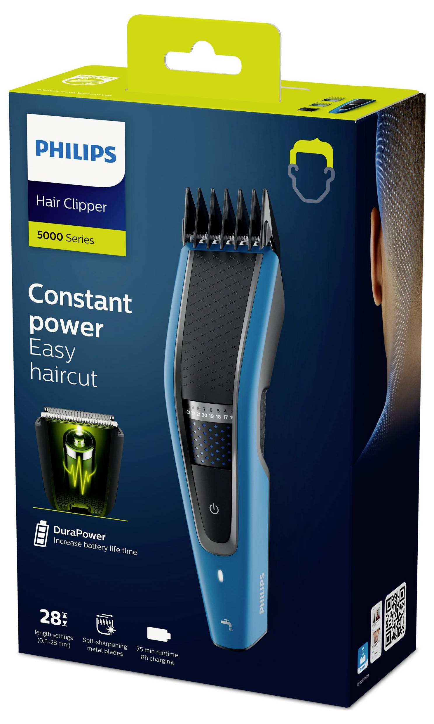 Philips Hairclipper series 5000 Haarschneider abwaschbar Schwarz, Blau