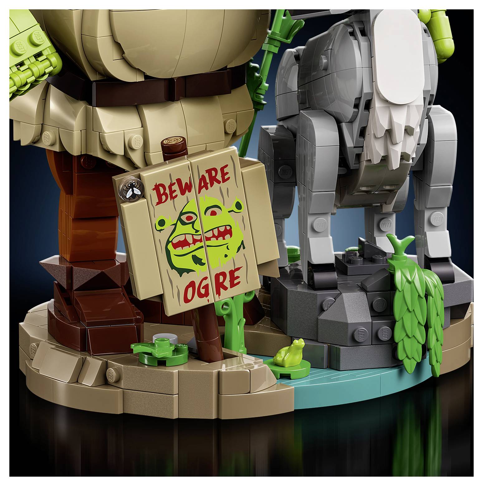 LEGO-Fantasyschau einer Warnschild mit der Aufschrift „VORSICHT OGER