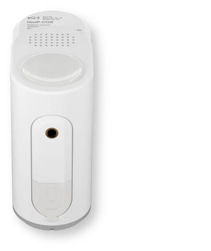 Weißer wandmontierter CO2-Monitor mit abgerundetem Display-Oberteil und kleinem kreisförmigen Sensoranschluss an der Vorderseite.