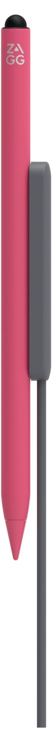 Roter Stylus-Stift mit schwarzer Kappe, Clip und Griffzone, vertikal auf weißem Hintergrund dargestellt.