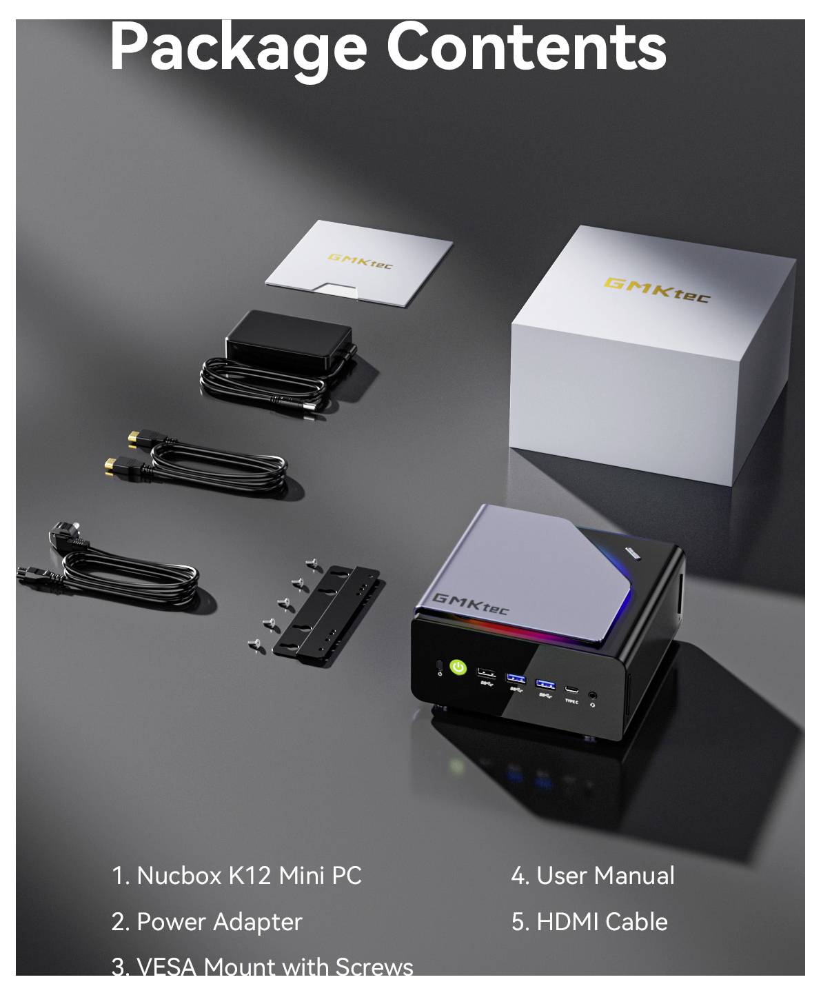 GMKtec Mini PC K12 AMD Ryzen 7 H 255 AMD Ryzen 7 H 255 4.9GHz 32GB RAM 512GB SSD AMD Radeon™ 780M Win 11 Pro K12