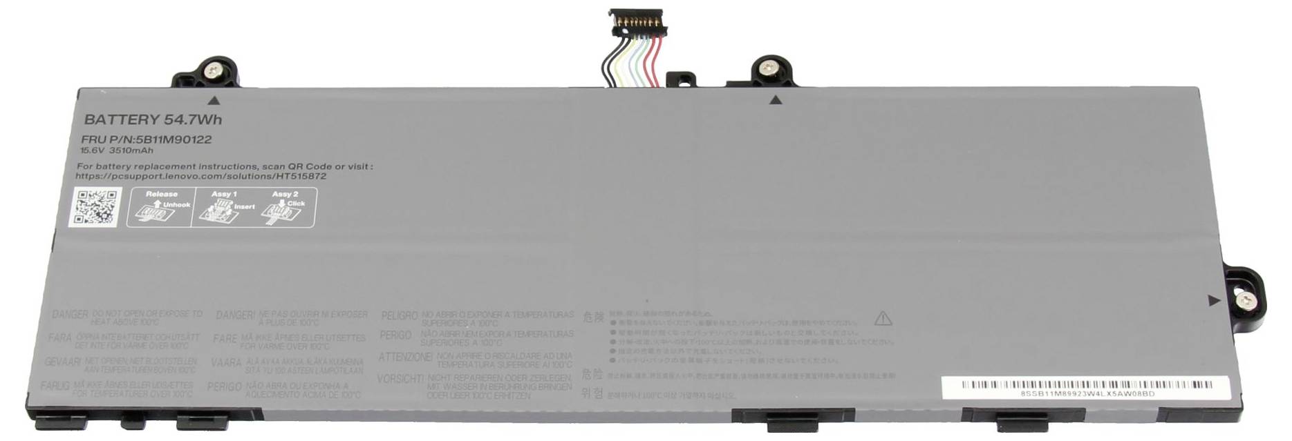 Grauer Laptop-Akku mit der Bezeichnung „BATTERY 54.7Wh
