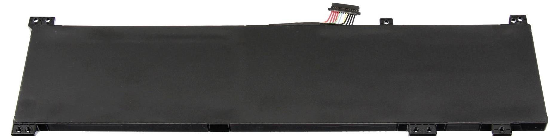 Ein schwarzes rechteckiges elektronisches Bauteil oder Leiterplatten-Modul mit kleinen Steckverbindern und Pins entlang der Kanten.
