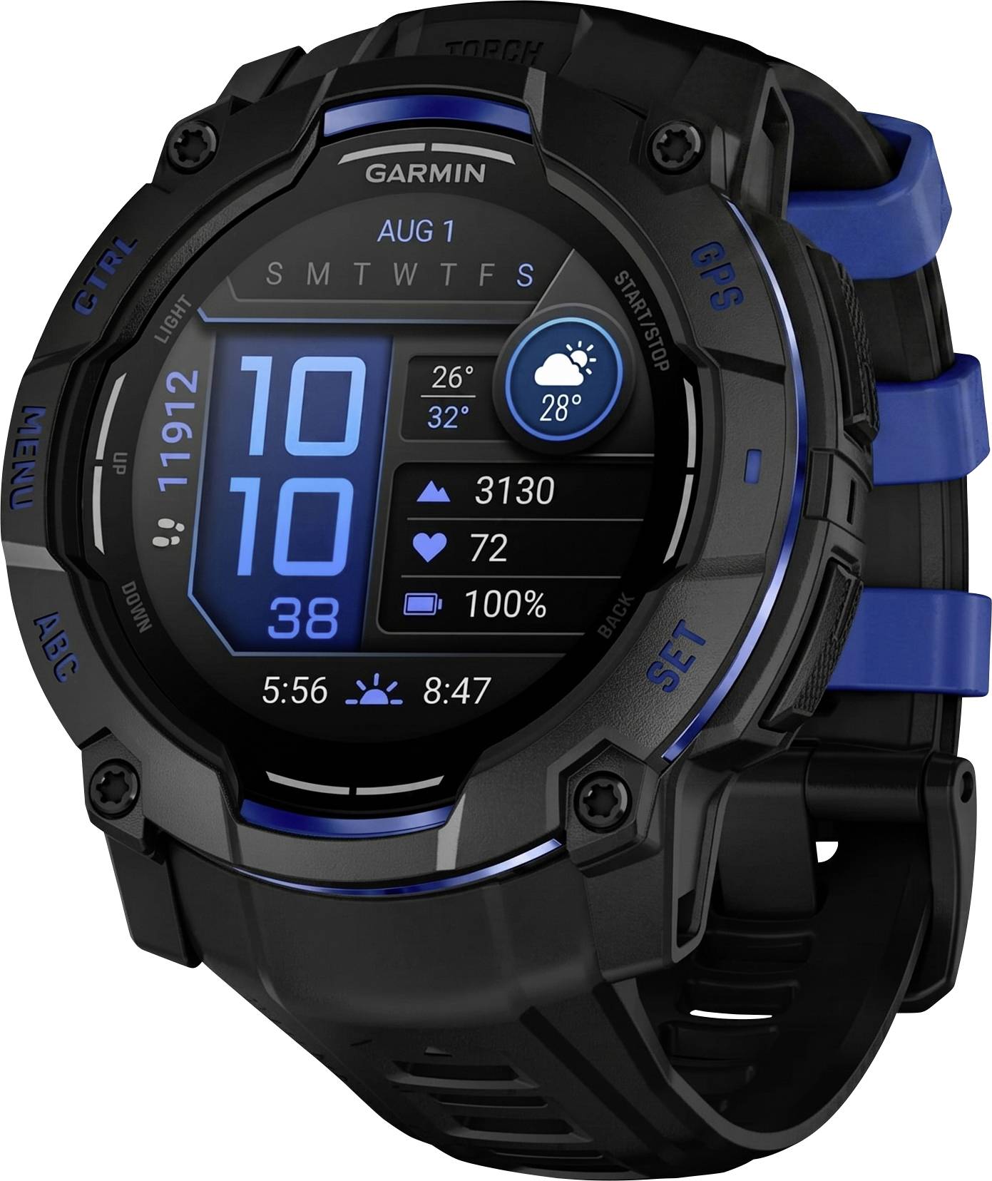 Garmin Instinct® 3 Smartwatch Schwarz, Blau
