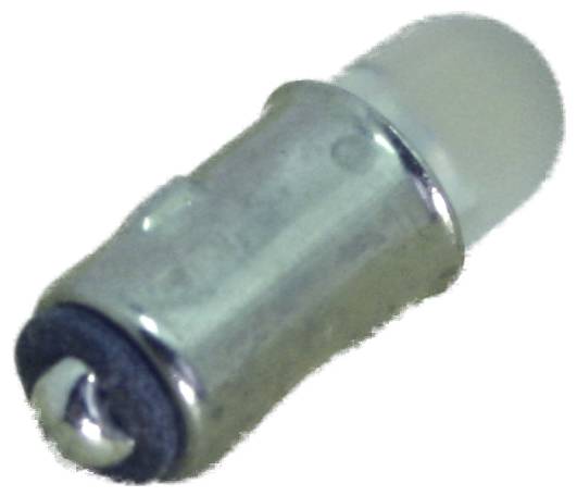 Nahaufnahme einer kleinen metallischen zylindrischen Glühbirne oder Sicherung mit einer mattiertem abgerundeter Spitze auf weißem Hintergrund.