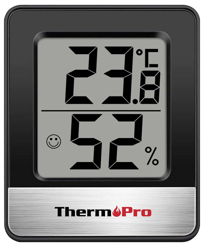 Digitales ThermoPro-Thermometer und Hygrometer zeigen 23,8°C und 52% Luftfeuchtigkeit an.