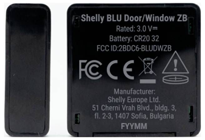 Shelly Blu ZB Door Window Black Sensor Bluetooth, ZigBee
