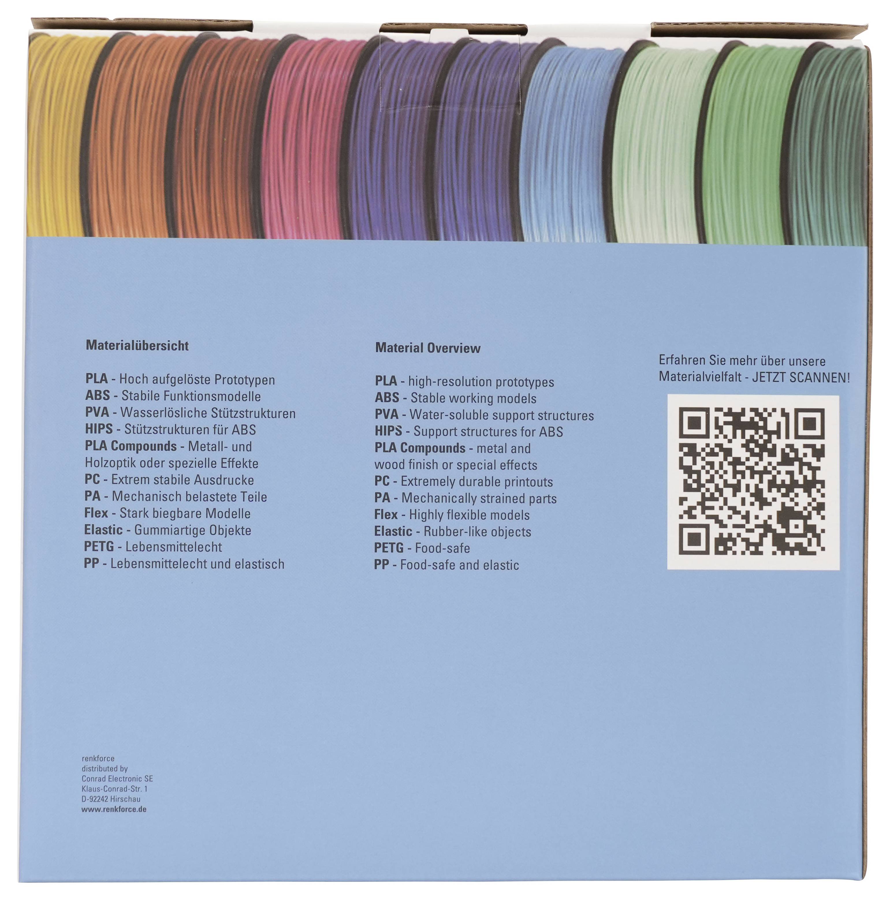 Renkforce RF-7552020 Filament PETG hitzebeständig, flexibel, hohe Zugfestigkeit 1.75mm 1kg Weiß 1St.