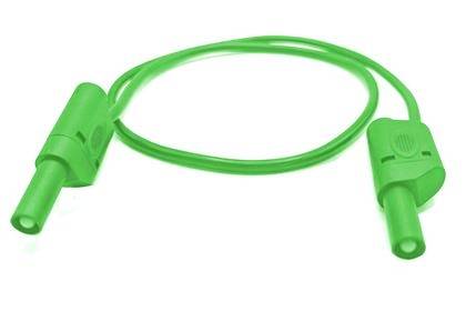 Grünes Testleitkabel mit Bananenstecker-Anschlüssen an beiden Enden