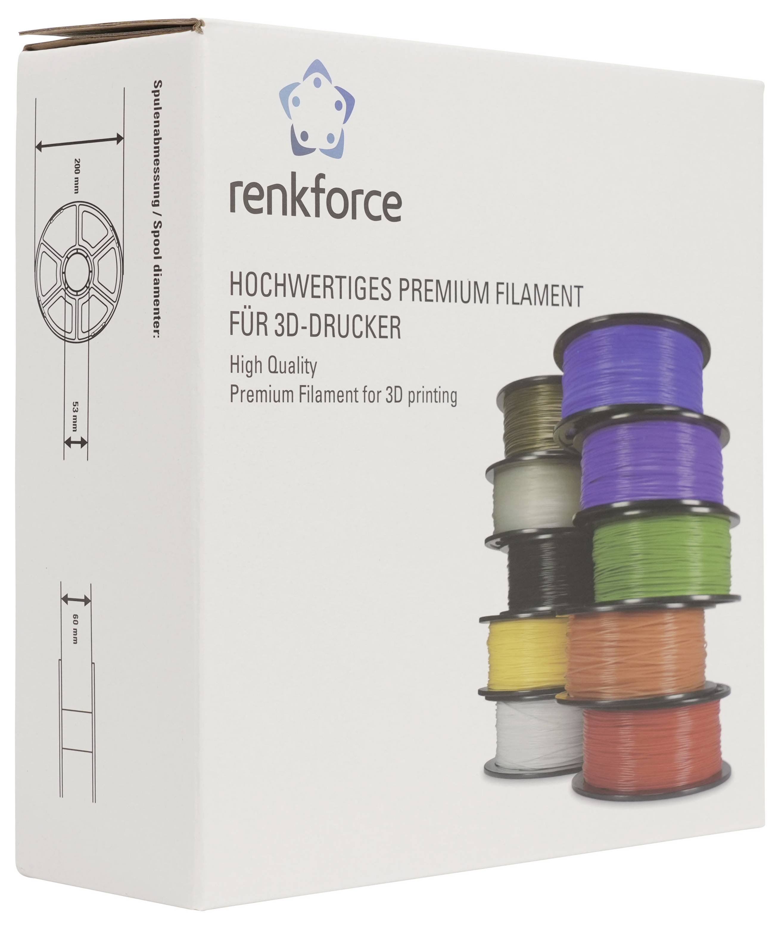 Karton mit Renforce 3D-Druckfilament mit der Beschriftung 