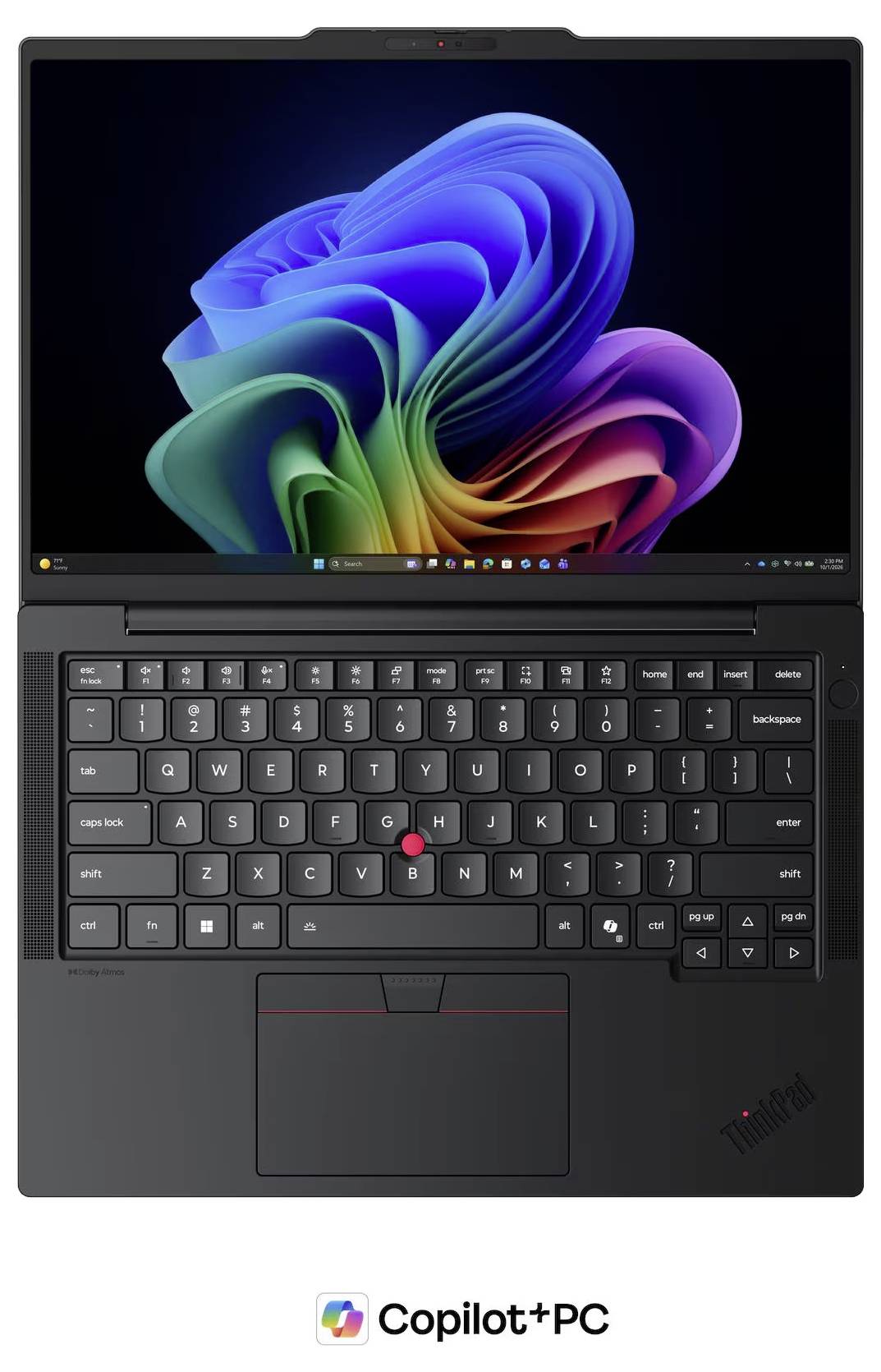 Schwarzer Lenovo ThinkPad Laptop mit Windows 11 auf dem Bildschirm und 