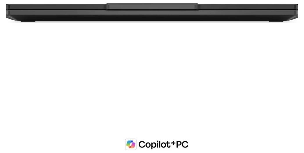 Seitenansicht eines schlanken schwarzen Laptops mit 