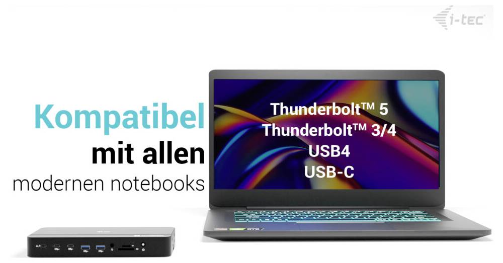 I-tec Thunderbolt™ 5 Dockingstation Thunderbolt 5 Triple Display DS inkl. Kensington-Schloss, USB-C® Power Delivery, integrierter