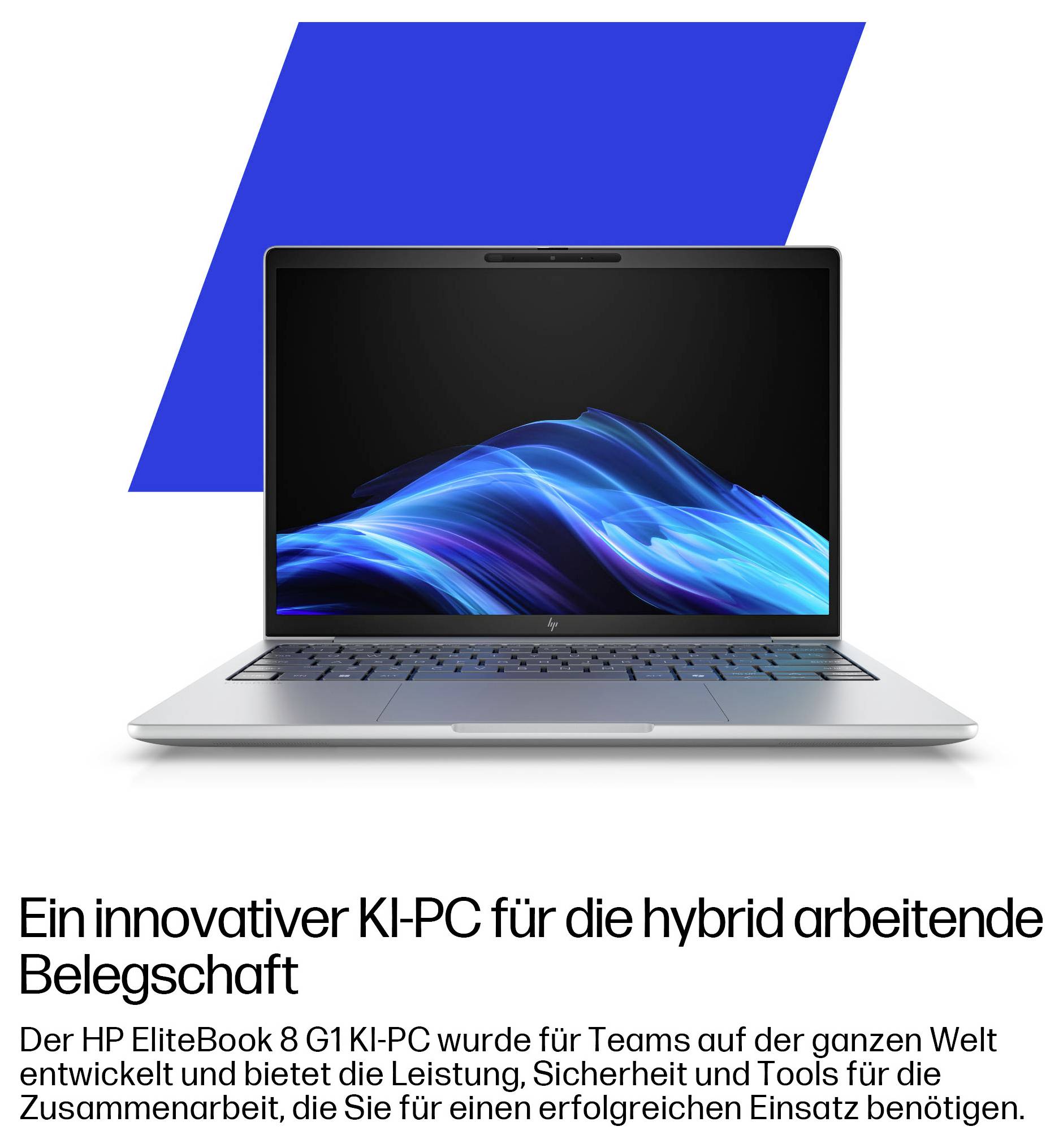 HP Notebook EliteBook 8 G1i 40.6cm (16 Zoll) WUXGA 225U 16GB RAM 256GB SSD Deutsch, QWERTZ Intel Intel-Grafik Silber DL5V6ET
