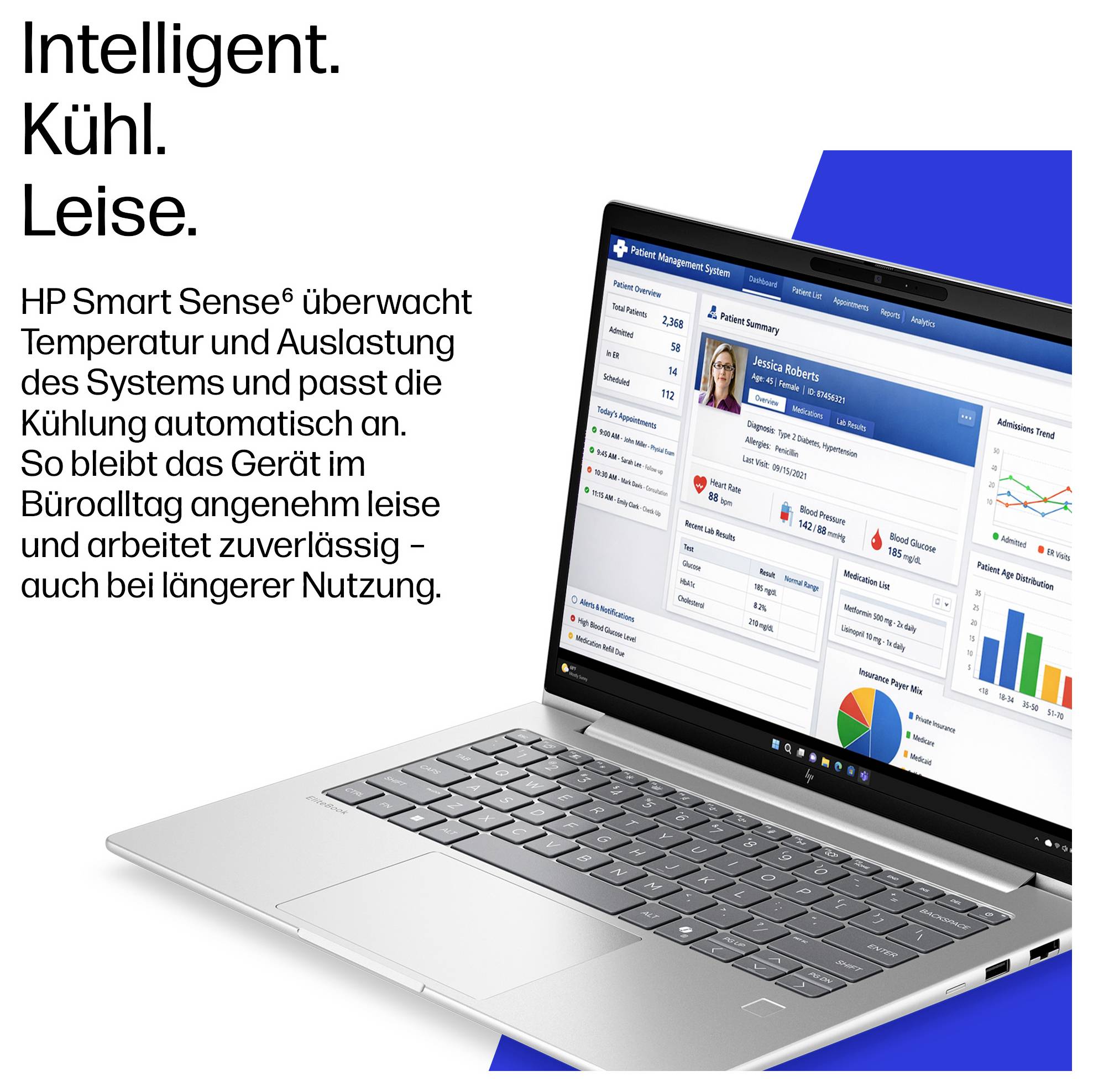 HP Notebook EliteBook 6 G2i 35.6cm (14 Zoll) WUXGA 325 32GB RAM 512GB SSD Deutsch, QWERTZ Intel Intel-Grafik Silber E02G1ET